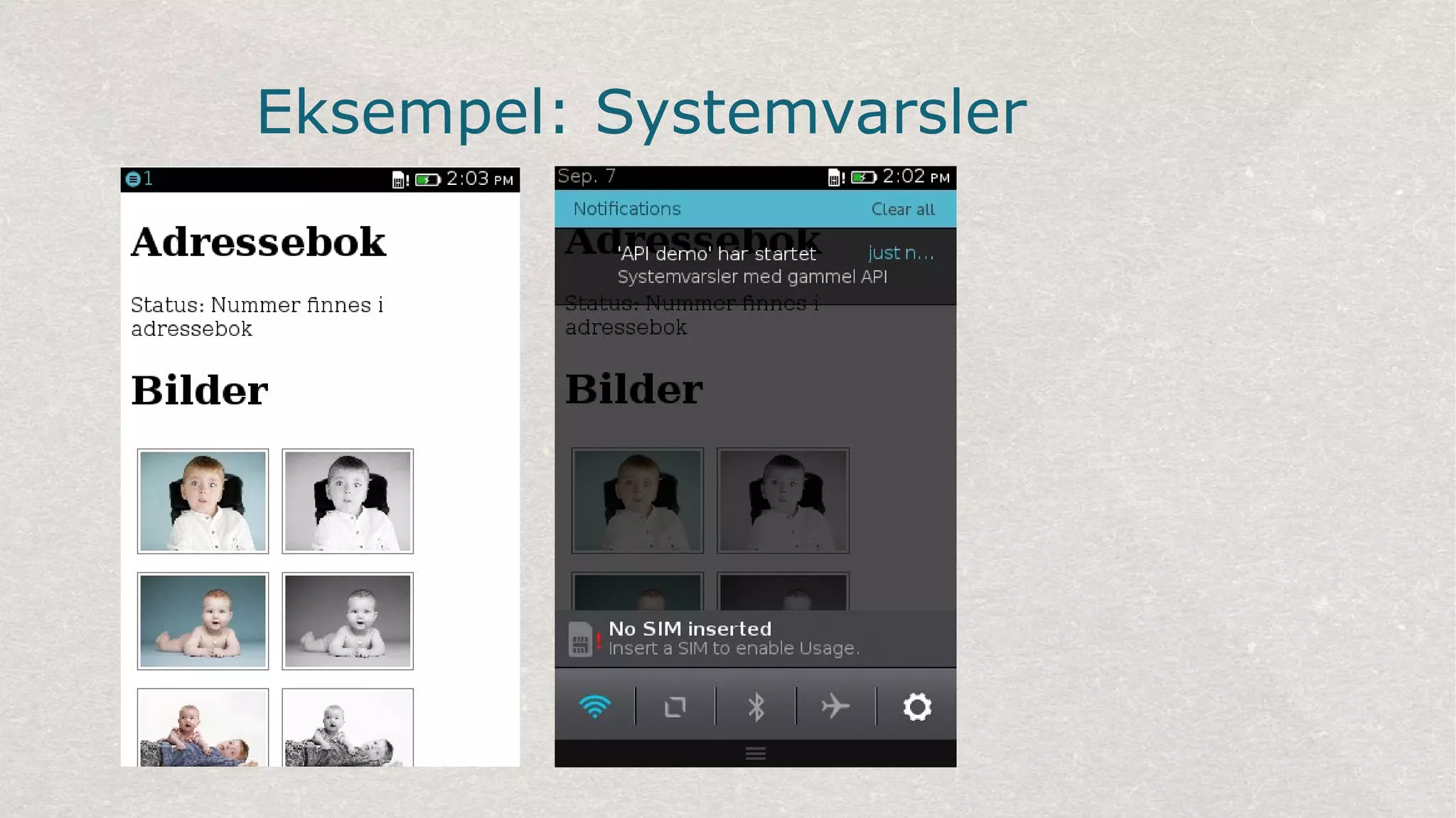 Eksempel: Systemvarsler
 