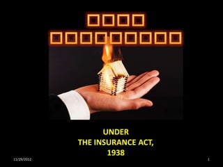 UNDER
             THE INSURANCE ACT,
                    1938
11/29/2012                        1
 