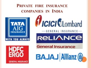 PRIVATE FIRE INSURANCE 
COMPANIES IN INDIA 
