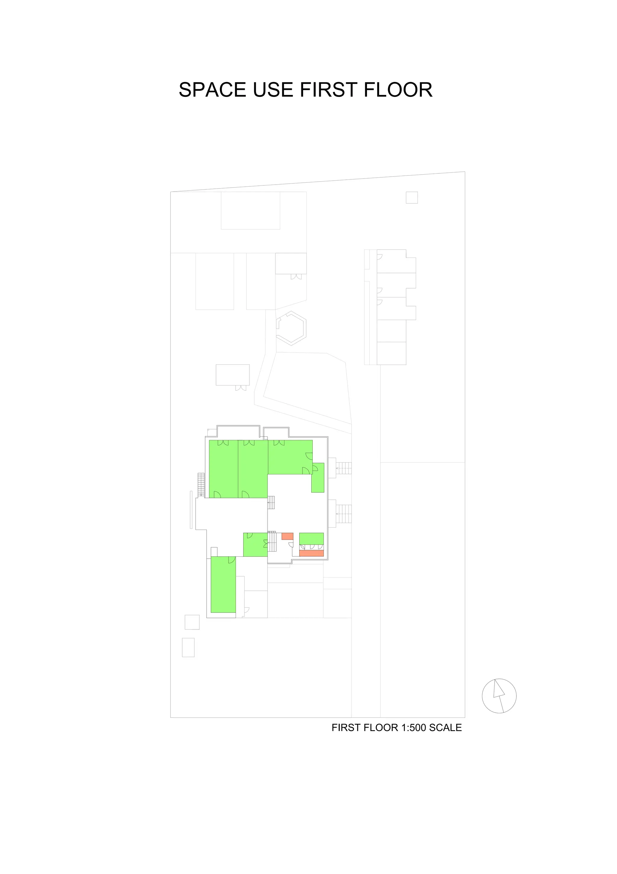 FIRST FLOOR 1:500 SCALE
SPACE USE FIRST FLOOR
 