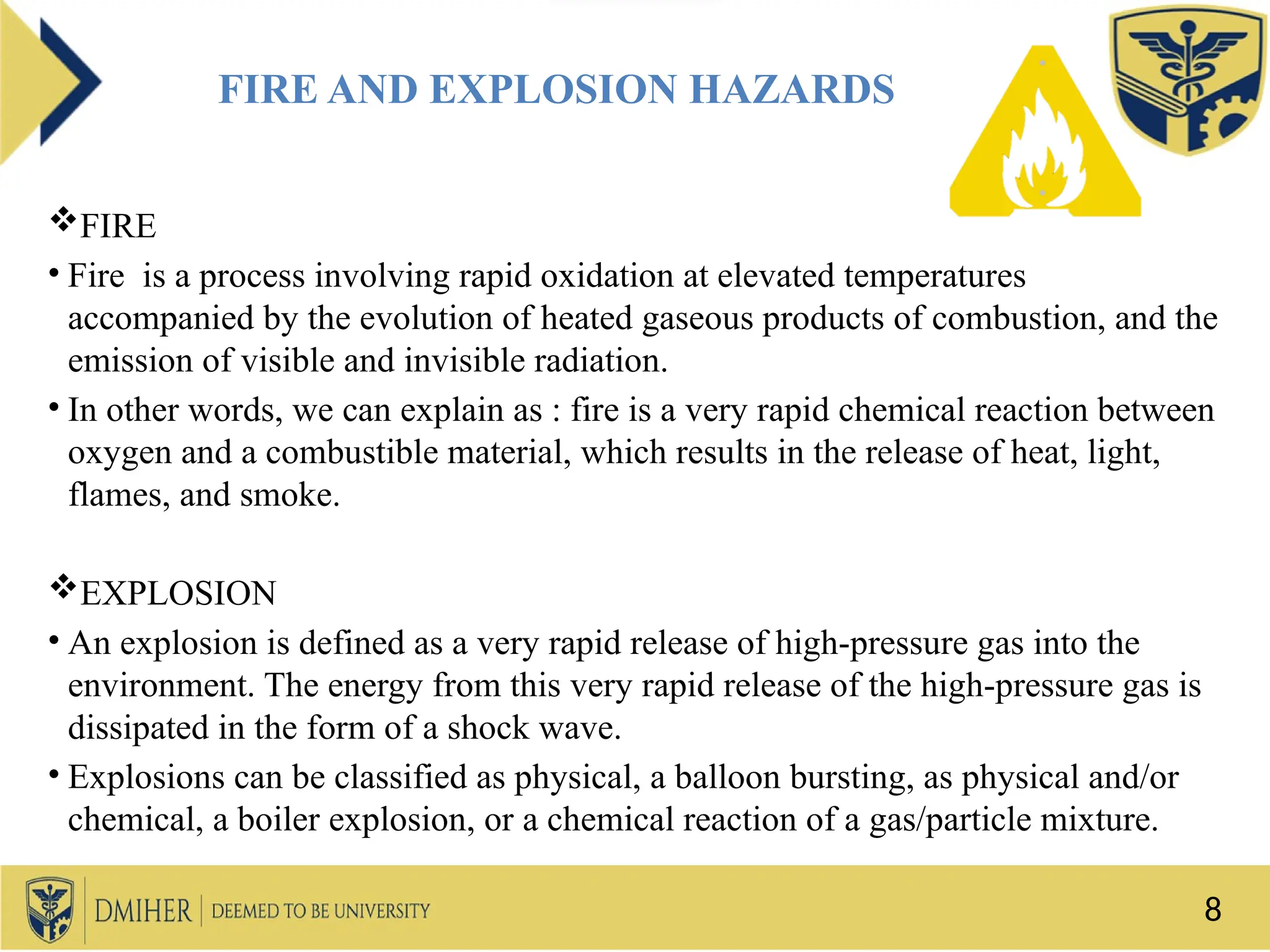 fire and explosion Introduction, Industrial processes and hazards ...