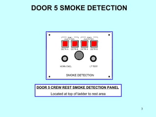 DOOR 5 SMOKE DETECTION DOOR 5 CREW REST SMOKE DETECTION PANEL   Located at top of ladder to rest area 