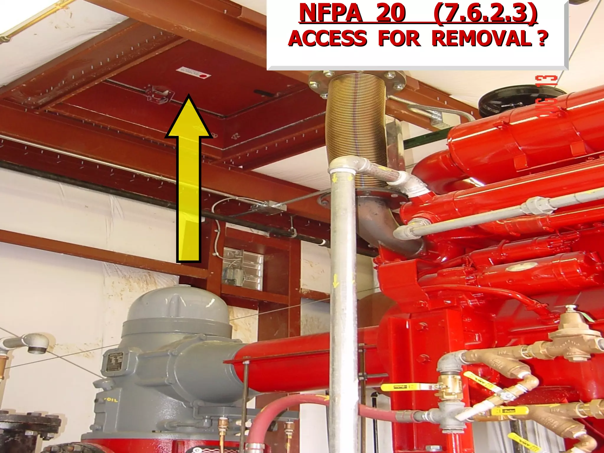 STATE of OHIO FIRE SCHOOL - BGSU 96
NFPA 20 (7.6.2.3)NFPA 20 (7.6.2.3)
ACCESS FOR REMOVAL ?ACCESS FOR REMOVAL ?
 