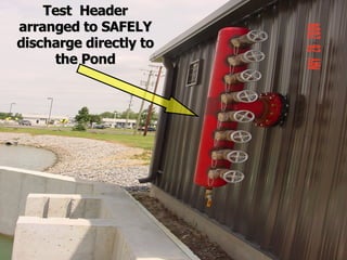 STATE of OHIO FIRE SCHOOL - BGSU 177
Test Header
Test Header
arranged to SAFELY
arranged to SAFELY
discharge directly to
discharge directly to
the Pond
the Pond
 