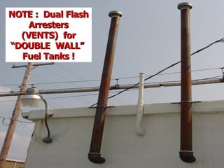 NOTE : Dual Flash
NOTE : Dual Flash
Arresters
Arresters
(VENTS) for
(VENTS) for
“DOUBLE WALL”
“DOUBLE WALL”
Fuel Tanks !
Fuel Tanks !
 