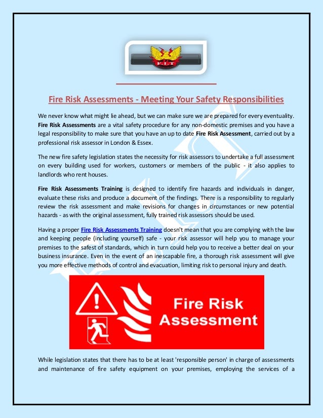 Fire Risk Assessments Meeting Your Safety Responsibilities