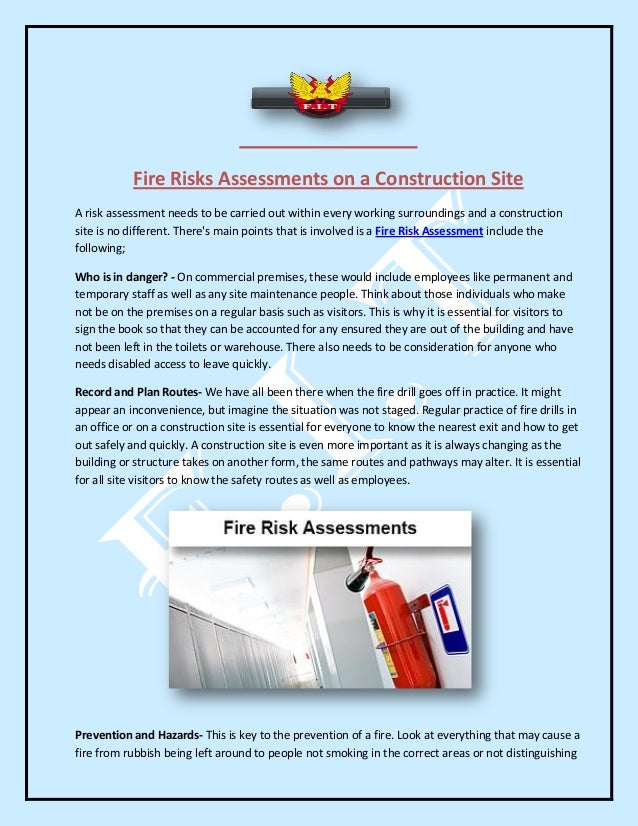 Fire risks assessments on a construction site