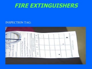 FIRE EXTINGUISHERS INSPECTION TAG: 