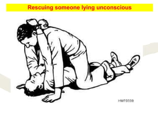 Rescuing someone lying unconscious
 