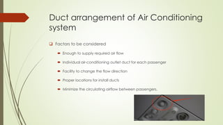 Duct arrangement of Air Conditioning
system
❑ Factors to be considered
 Enough to supply required air flow
 Individual a...