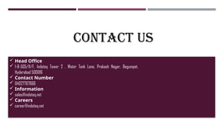 CONTACT US
 Head Office
 1-8-505/11/F, Indoteq Tower 2 , Water Tank Lane, Prakash Nagar, Begumpet,
Hyderabad 500016
 Contact Number
 04027767666
 Information
 sales@indoteq.net
 Careers
 career@indoteq.net
 