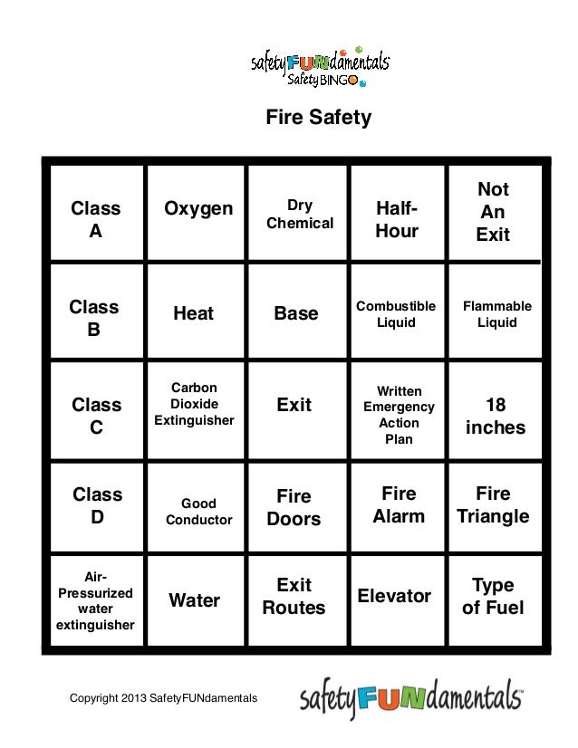 Safety Bingo Safety Bingo