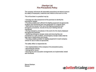 Fire safety information pack - Steve Denham's Cherilyn Stores