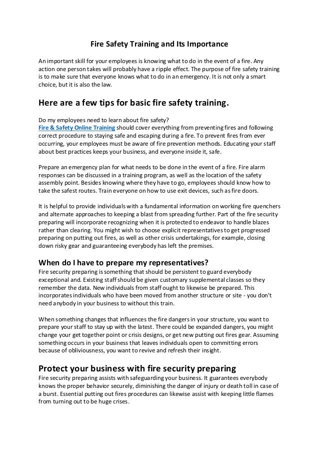 Fire safety training and its importance