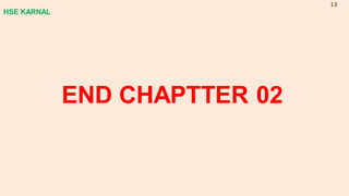 END CHAPTTER 02
HSE KARNAL
13
 