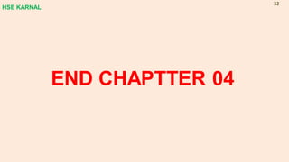 END CHAPTTER 04
HSE KARNAL
32
 