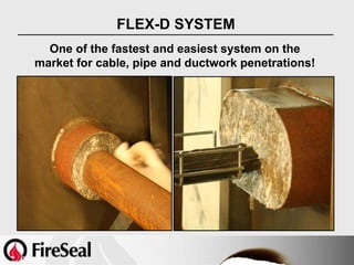 FLEX-D SYSTEM
  One of the fastest and easiest system on the
market for cable, pipe and ductwork penetrations!
 