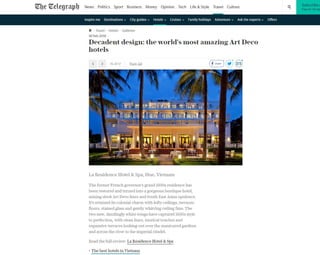 The Telegraph UK talks about Azerai La Residence, Hue 