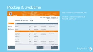 Mockup & LiveDemo
https://hhpberlin.azurewebsites.net/
Benutzer: s.truthaen@hhpberlin.de
Passwort: Lagimu68
 