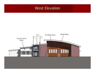 West Elevation




                     Bi-Folding Doors   Wood Siding

Scored Cement
    Board
 