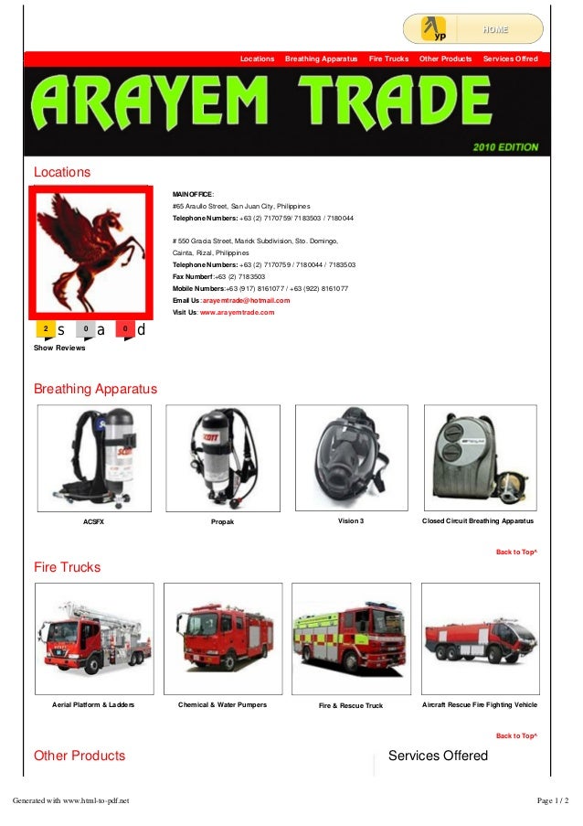 Fire Truck and Fire Fighting Equipment Arayem Trade