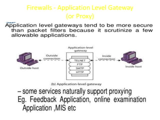 Firewalls - Application Level Gateway
(or Proxy)
 