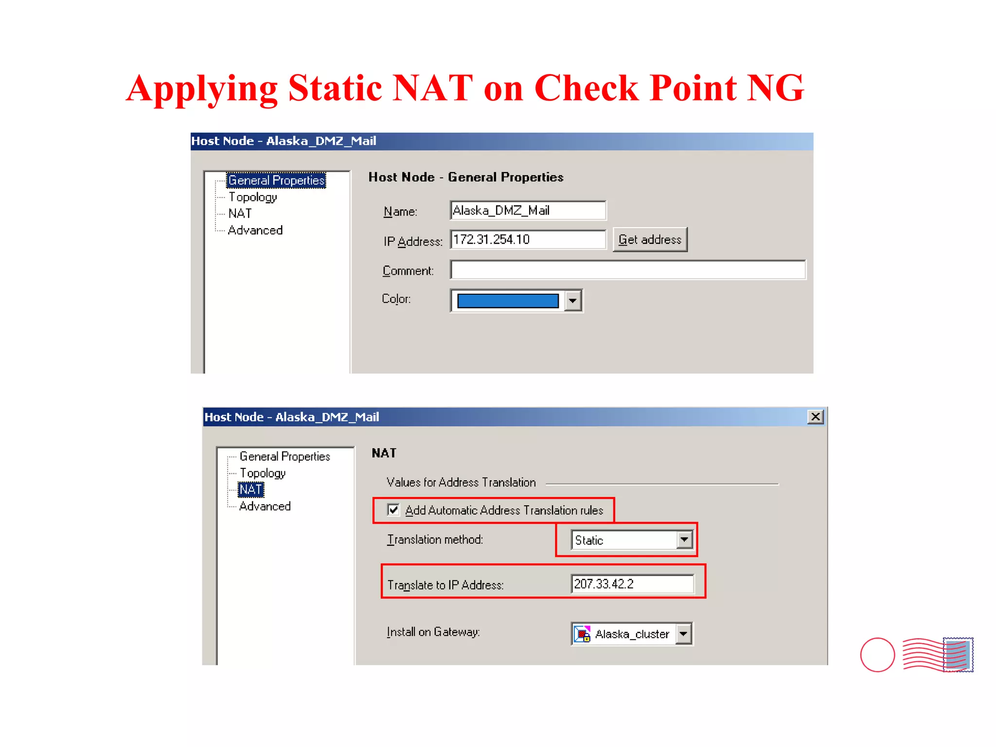 Applying Static NAT on Check Point NG 