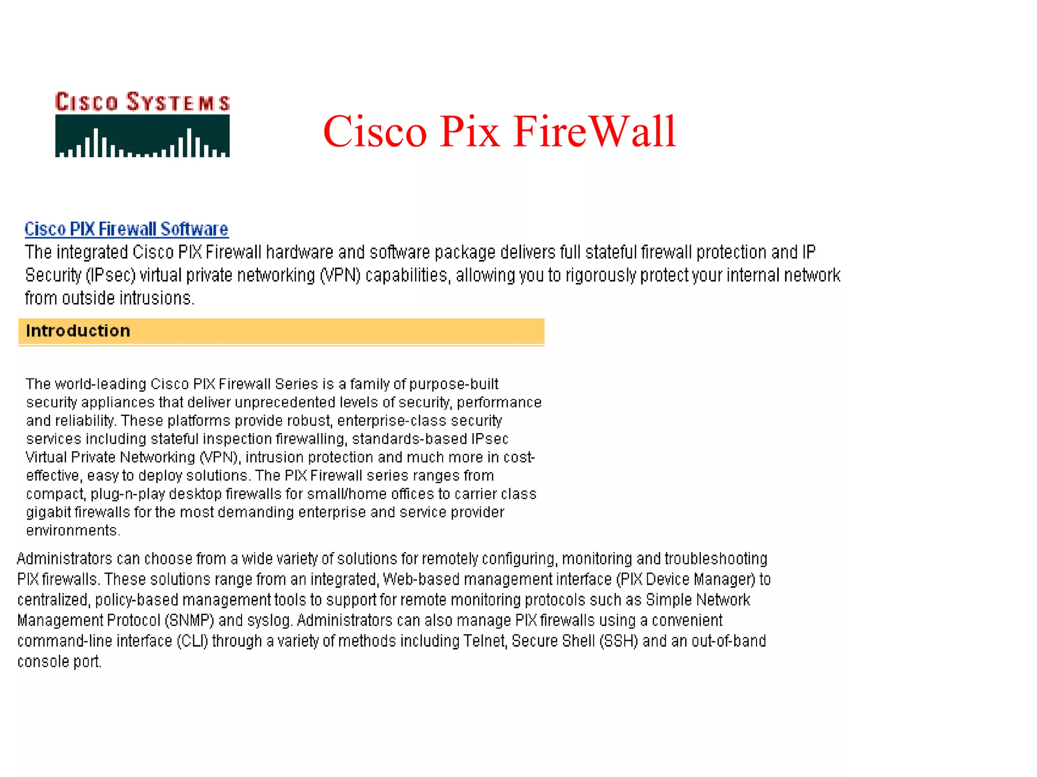 Cisco Pix FireWall 
