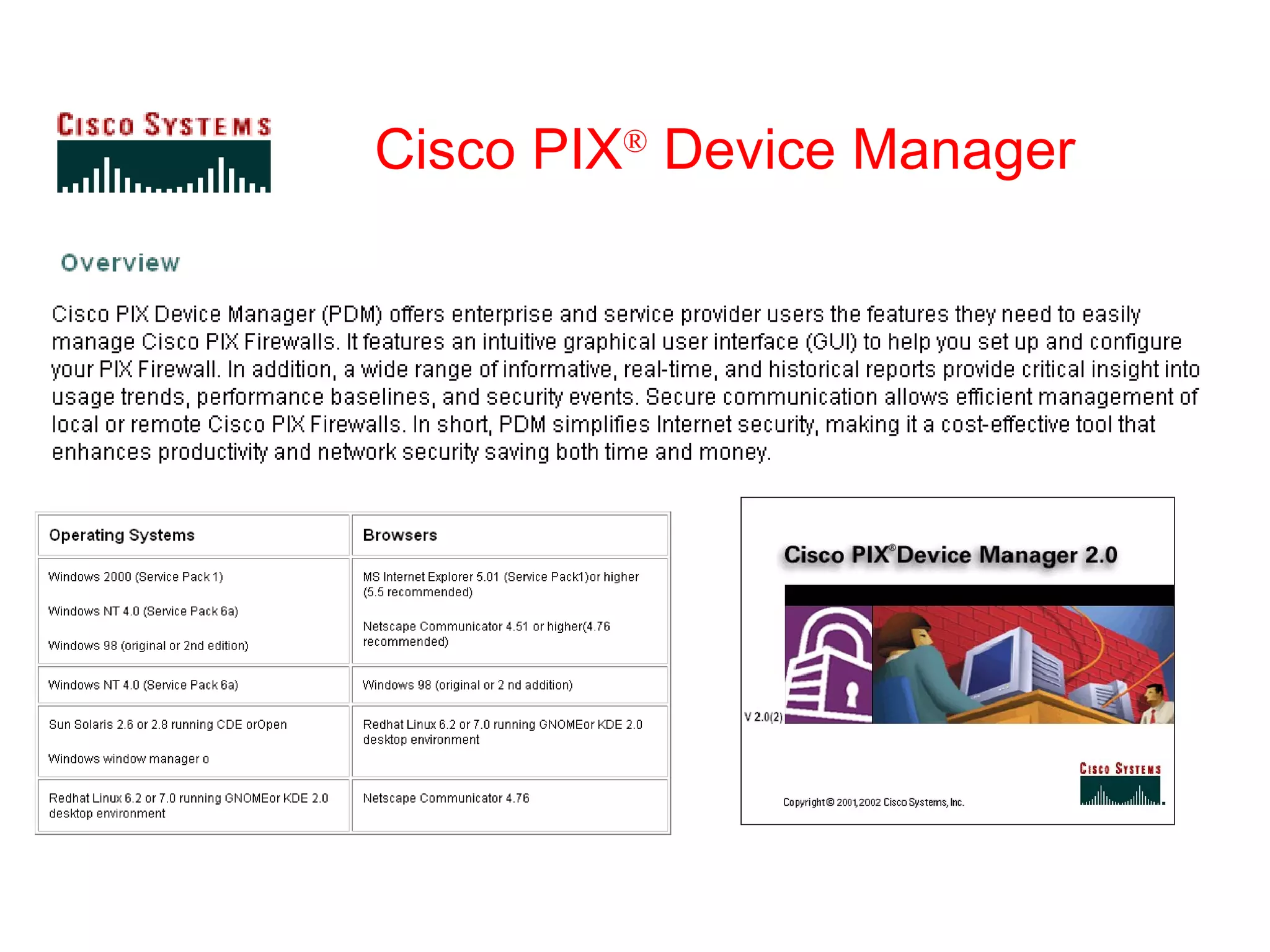 Cisco PIX ®  Device Manager 