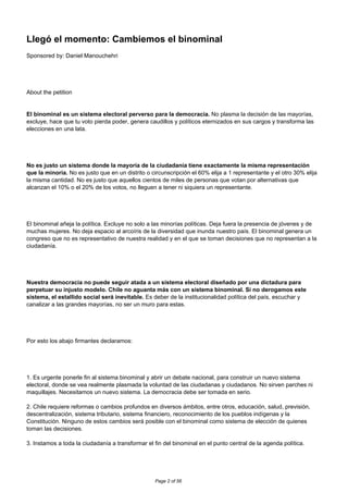 Llegó el momento: Cambiemos el binominal
Sponsored by: Daniel Manouchehri




About the petition


El binominal es un sist...