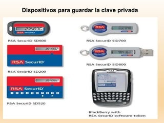 Dispositivos para guardar la clave privada
 