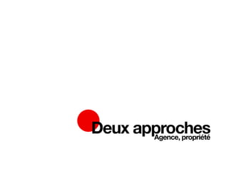 Deux approches
       Agence, propriété
 