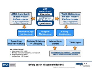 4 
copyright by MCP Deutschland GmbH; dankl+partner consulting gmbh 
Erfolg durch Wissen und Ideen® 
Projekte MCP International 
 