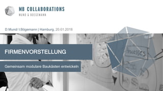 D.Mund/ I.Bögemann | Hamburg, 20.01.2018
FIRMENVORSTELLUNG
Gemeinsam modulare Baukästen entwickeln
 
