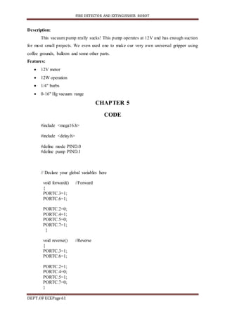 Fire Detector And Extinguisher Robot- Project Report | DOCX