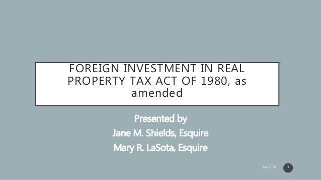 Firpta Foreign Investment In Real Property Tax Act