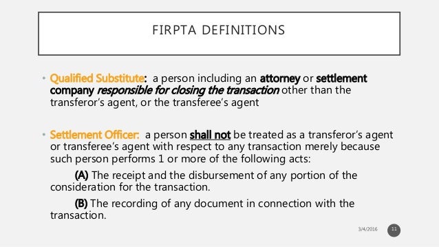 FIRPTA: Foreign Investment in Real Property Tax Act