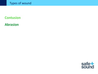 Types of wound
Contusion
Abrasion
 