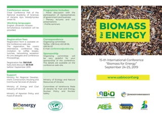 Programme includes:
• Panel discussion with the
participation of representatives
of government and business
• Plenary lect...