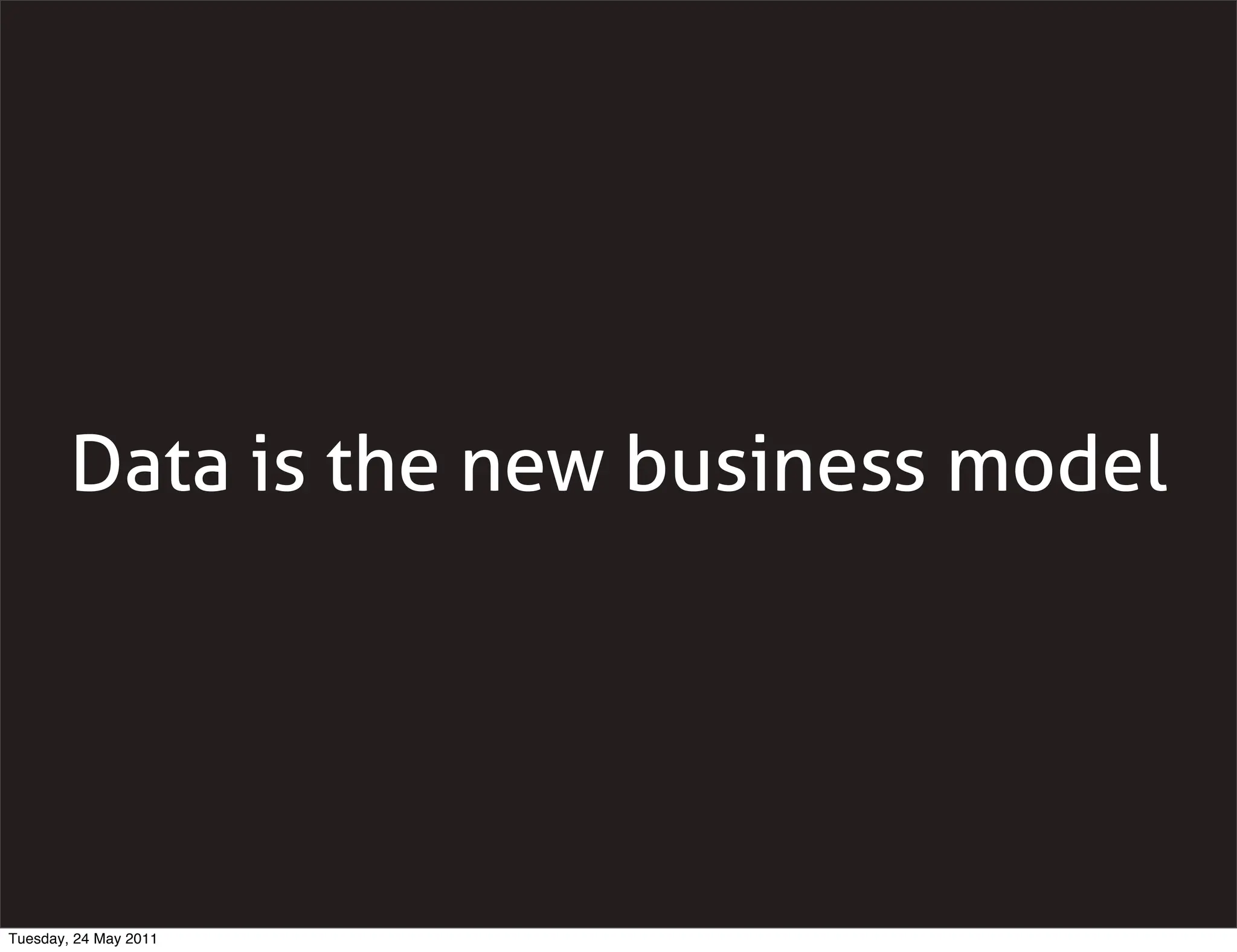 Data is the new business model




Tuesday, 24 May 2011
 