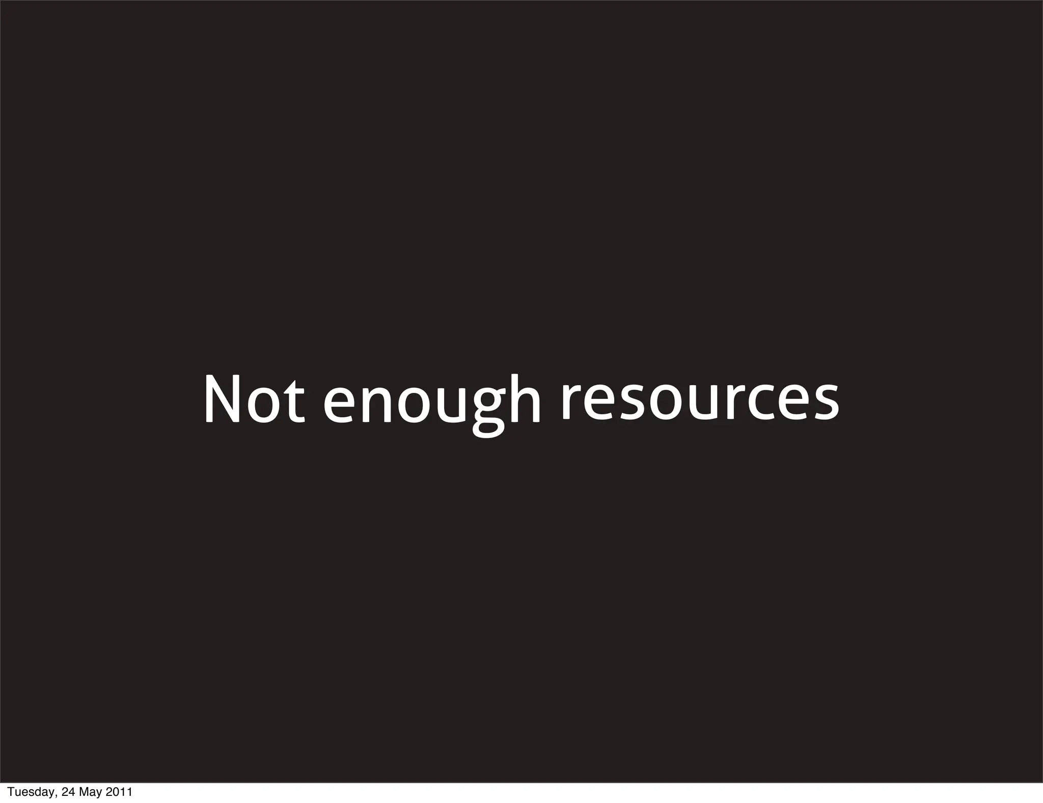 Not enough resources




Tuesday, 24 May 2011
 