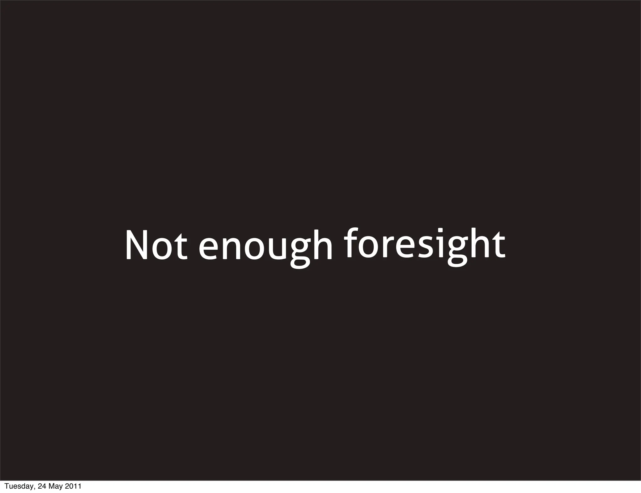 Not enough foresight




Tuesday, 24 May 2011
 