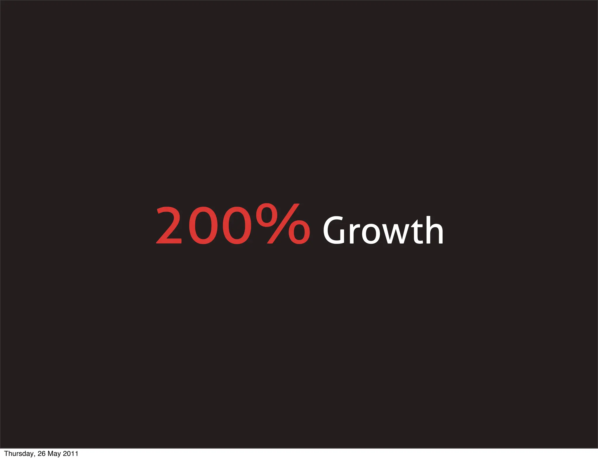 200% Growth


Thursday, 26 May 2011
 