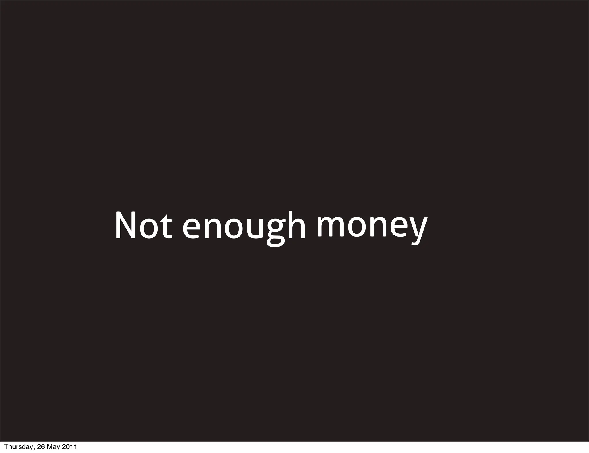 Not enough money




Thursday, 26 May 2011
 