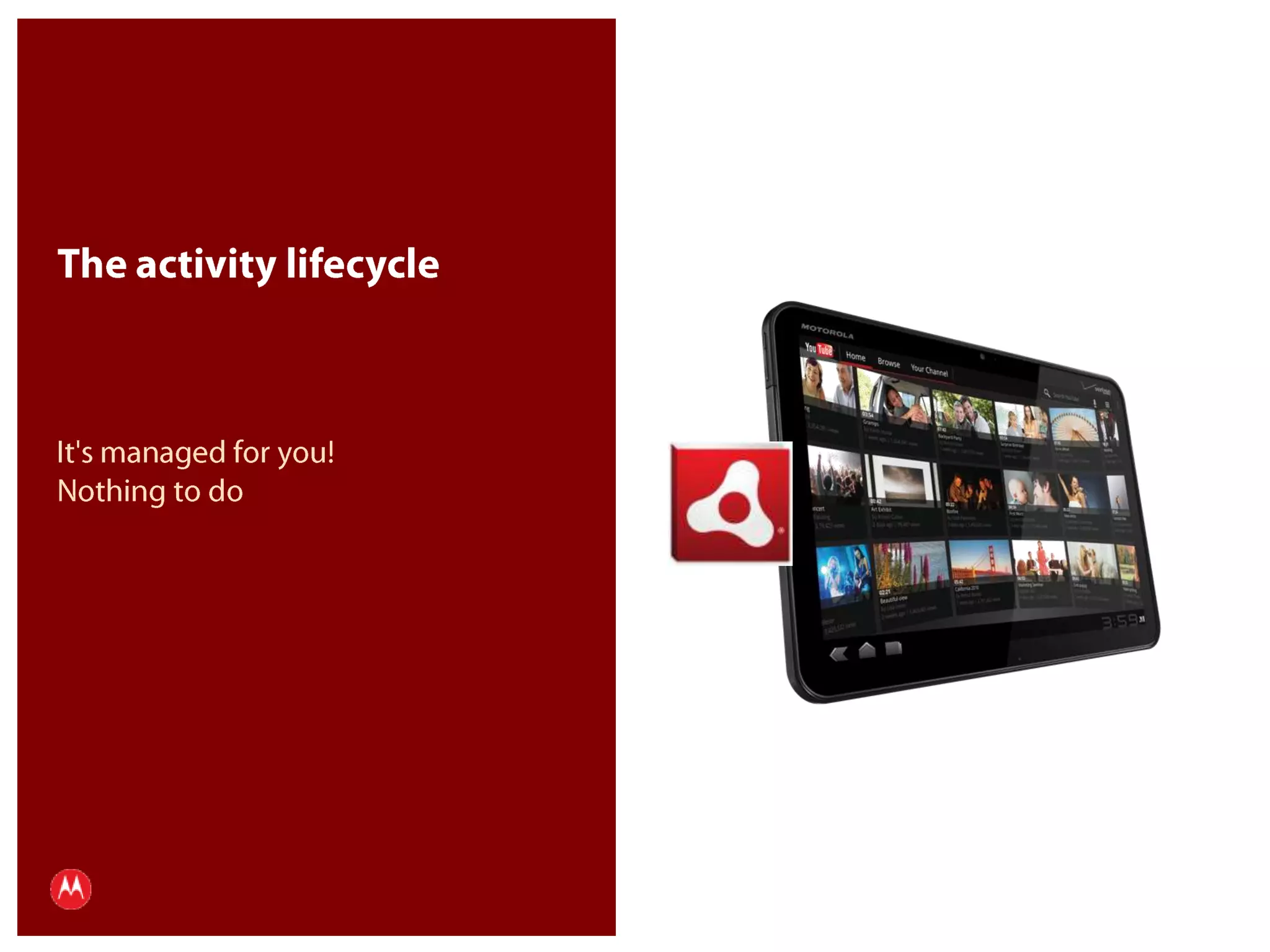 The activity lifecycleIt's managed for you!Nothing to doPresentation Title     Version 1.0      02.24.09