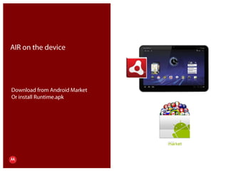 AIR on the deviceDownload from Android MarketOr install Runtime.apkPresentation Title     Version 1.0      02.24.09