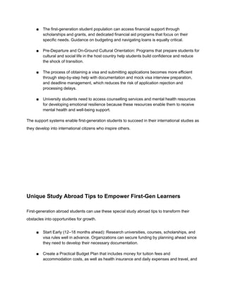 First Gen Student Support Programs first-gen support abroad for indian student | PDF