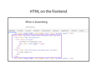 HTML on the frontend
 