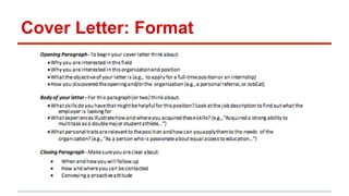 Cover Letter: Format 
 