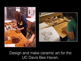 Design and make ceramic art for the
UC Davis Bee Haven.
 
